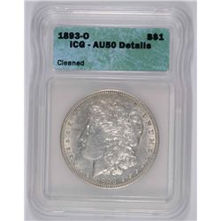 1893-O MORGAN DOLLAR ICG AU50 LIGHT CLEANING