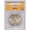 Image 1 : 1924-S PEACE SILVER DOLLAR, ANACS MS-63  WHITE