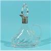 Image 1 : Crystal decanter with handle and silver throat, h. 24,5 cm (chip on stopper)…