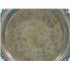 Image 2 : Pewter plate, chased feather pattern, contoured edge with leaves, upright on three legs, diam. 31…