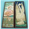 Image 1 : Two polychrome tiles, Decor with flamingo and swan, De Porceleyne Fles Delft, dim. 32,5 x 12 cm. …