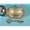 Image 2 : Silver salt cellar with spoon, German, dim. 7,5 x 4 x 4 cm. …