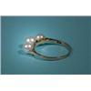 Image 3 : Gold ring with three cultured pearls, 14 Kt, ring size 17…