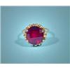 Image 1 : Gold ring with garnet, 14 Kt, ring size 16,5 …