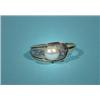 Image 1 : Yellow gold ring, with diamond and cultured pearl, 14 Kt, ring size 16…