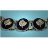 Image 2 : Gold link chain, black onyx and yellow and red gold roses, with matching ring, 14 Kt, l. 38 cm., …