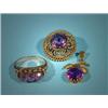 Image 1 : Ring, pendant and brooch with purple stone, ring size 16…