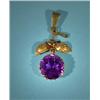 Image 2 : Ring, pendant and brooch with purple stone, ring size 16…