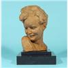 Image 1 : Terracotta figure, Female head, Demanet (1895-1964), h. without foot 30 cm., with foot 37 cm. …