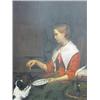 Image 2 : Hollander, H. (1823-1884), panel, Girl feeding dog, signed and dated center right on tabletop 186…