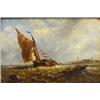 Image 1 : Prooyen, A. J. van (1834-1898), panel, Flat boat and rowboat on sea, signed b.r., dim. 18 x 25 cm…