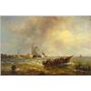 Image 1 : Prooyen, A. J. van (1834-1898), panel, Rowboat and sailboats on sea, signed b.r., dim. 18 x 25 cm…