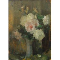Laudy J 1877 1956 Panel Roses Signed B L With Dedication A Mart Tanner Dim 55 X 40 Cm