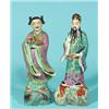Image 1 : Two Chinese polychrome figures, Man and woman, 19th century, h. 30 cm. (both figures missing two …