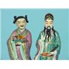 Image 2 : Two Chinese polychrome figures, Man and woman, 19th century, h. 30 cm. (both figures missing two …