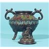Image 2 : Chinese bronze cloisonné pot, h. 16 cm. …