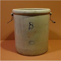 RW 8 gal. crock, 4" wing, wire handles, excellent condition!