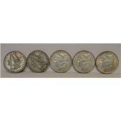 5 Morgan Dollars, 1879, 1889, 1883, 1884, 1886