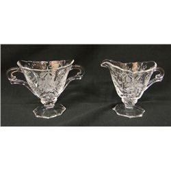 HEISEY footed creamer & sugar, orchid (1940-1957)