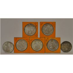 7 Peace Dollars, 4- 1922 & 3- 1923