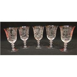 9 Stemmed goblets, Heisey, 6" tall, orchid