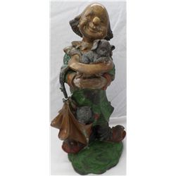 Large Bronze Figure of Clown with 2 Puppies
