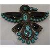 Image 1 : Sterling Silver, Turquoise & Jet Bird Effigy Pin