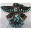 Image 2 : Sterling Silver, Turquoise & Jet Bird Effigy Pin
