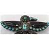 Image 6 : Sterling Silver, Turquoise & Jet Bird Effigy Pin