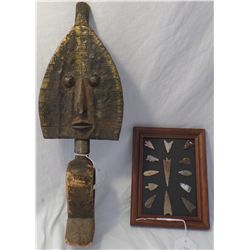 African Figure & Frame of 10 African Flint Points