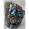 Image 4 : Navajo Bracelet w/Carved Turquoise Face