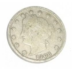 1908 LIBERTY "V" NICKEL BOOK VALUE IS $10.00+ *NICE EARLY FINE GRADE NICKEL*!! COIN CAME OUT OF SAFE
