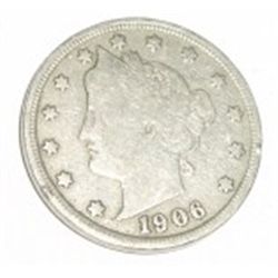 1906 LIBERTY "V" NICKEL BOOK VALUE IS $20.00+ *NICE EARLY VERY FINE GRADE NICKEL*!!