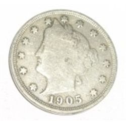 1905 LIBERTY "V" NICKEL BOOK VALUE IS $10.00+ *NICE EARLY FINE GRADE NICKEL*!! COIN CAME OUT OF SAFE