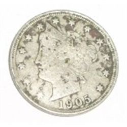 1905 LIBERTY "V" NICKEL BOOK VALUE IS $20.00+ *NICE EARLY VERY FINE GRADE NICKEL*!! COIN CAME OUT OF