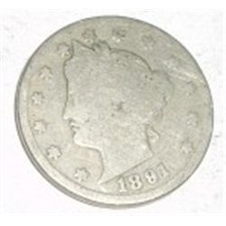 1891 *RARE KEY DATE* LIBERTY "V" NICKEL BOOK VALUE IS $10.00+ *NICE EARLY GOOD GRADE NICKEL*!!