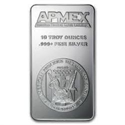 10 TROY OUNCES SILVER BAR .999 SILVER *APMEX-MS HIGH GRADE* SILVER BAR CAME OUT OF SAFE BOX!!