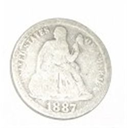1887 *CLEAR DATE* LIBERTY SEATED SILVER DIME RED BOOK VALUE $20.00+ *NICE EARLY GOOD GRADE*!!