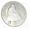 Image 1 : 1857 *CLEAR DATE-HOLED* VARIETY 1 LIBERTY SEATED SILVER QUARTER DOLLAR RED BOOK VALUE $25.00+ *NICE