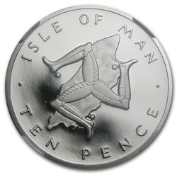1978 10 Pence Isle of Man Platinum PF-69 UCAM NGC
