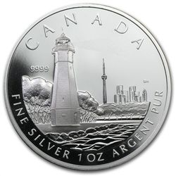 2005 1 oz Silver Proof Canadian $20 Toronto Island Ligh