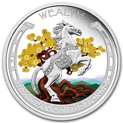 2014 1 oz Silver Australian Lunar Good Fortune 2-Coin S