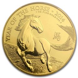 2014 UK 1 oz Gold Lunar Year of the Horse MS-69 PCGS Fi