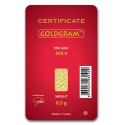 1/2 gram Happy Valentine's Day Gold Bar (In Assay) .999
