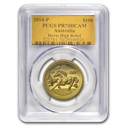 2014 1 oz Gold &amp; Silver High Relief Proof Horse Set
