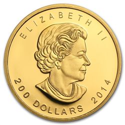 2014 1 oz Gold Proof Canadian $200 Coin - Howling Wolf