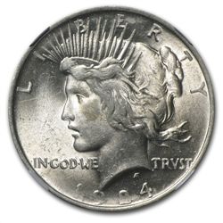 1924 Peace Dollar AU-58 NGC Struck Thru Mint Error