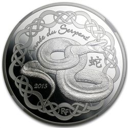 2013 10 Euro Silver Proof Year of the Snake - PF-70 UCA
