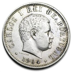 India (Portuguese) 1903-1904 Silver Rupia Avg Circ Carl