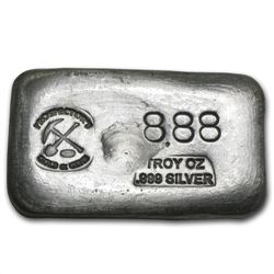 8.88 oz Prospector's Gold &amp; Gems Silver Bar .999 Fi